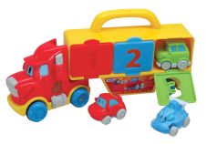 Camion Transporte De Autos - Incluye 3 Autos - Con Luz Y Sonido 