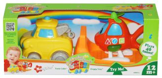 Camion Remolcador Con Helicoptero - Con Luz Y Sonido 