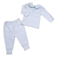 Conjunto De Algodon Batita Prendida Atras Y 1/2 Osito Sin Pie (Rayado) 