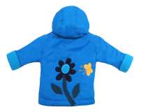 Campera de Gabardina y Polar Con Capucha - Aplique de Flor y Mariposa Bordada 