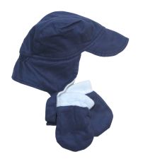 Conjunto Gorro Tipo Aviador y Mitones. Gabardina y polar