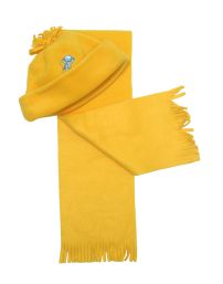 Conjunto Polar Bufanda y Gorro Bordado con flecos