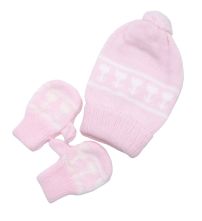 Conjunto de Gorro con Mitones Guantes Tejidos Con Rombos