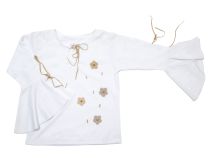 Remera chuchi c/aplique de canutillo y flor en gamuza. Yersey