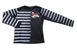 Remeras Chuchi Manga larga con rayas. Corazon estampado