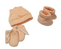 Conjunto de Gorro,Mitones y botitas de Polar con Orejitas
