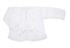 Saco Saquito Tejido de cashmilon con Flores bordadas y moño en cinta