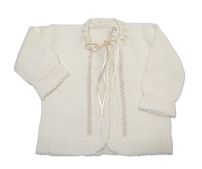 Saco Saquito Tejido de cashmilon moño en cinta y detalle en flores 