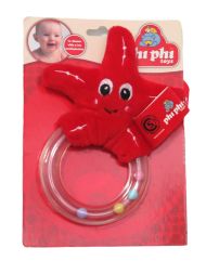 Peluche estrella con sonajero argolla plastica. 
