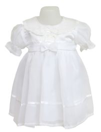 Vestido Bautismo manga corta Gasa bordada