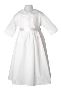 Vestido de Bautismo linon con pechera bordada