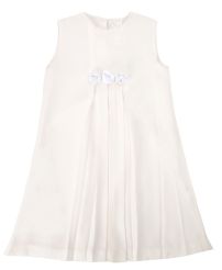 Vestido de Bautismo seda fria con tabla sin mangas