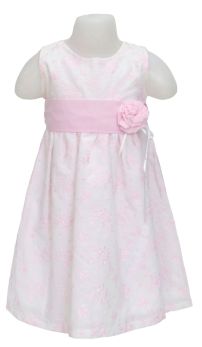 Vestido Bordado sin mangas y cinta con flor