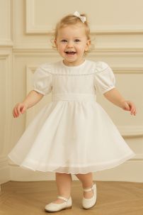 Vestido bautismo Doble  gasa en falda 