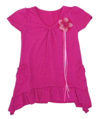 Vestido Modal Con Aplique De Flor Manga Corta