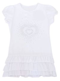 Vestido Modal Con Aplique en strass forma de corazon y volados Manga Corta