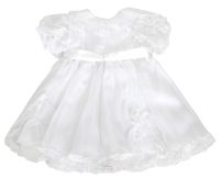 Vestido Bautismo de gasa bolados y alforza