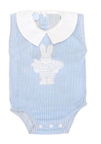Body sin Mangas con Cuello Baby Estampado Rayado y Conejo Bordado