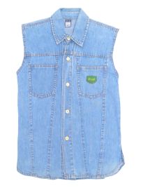 Chaleco camisa Jean con bolsillo y flequillo 