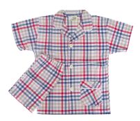 Pijama De Algodon A Cuadros Con Botones Adelante 