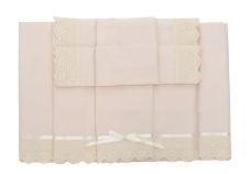 Sábana 3 Piezas Con Broderie Batista Premium Cuna Funcional 