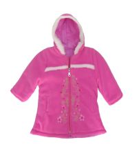 Tapado de Polar con Capucha bordada con flores 