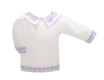 Batita Linon con cuello cuadrille prendida Atras Manga Larga