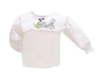 Batita de Linon con cuello estampado de disney y Bordado prendida atras Manga Larga