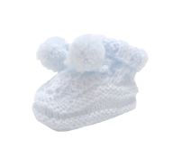 Escarpines Tejido a Mano con Pompones