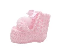 Escarpines Tejido a Mano con Pompones al Frente