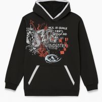 Buzo Friza con Capucha Estampado  Metalico