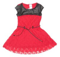 Vestido de encaje con cuerina 