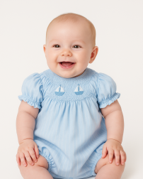 Enteritos Babucha Batista Labrada con punto smock bordado