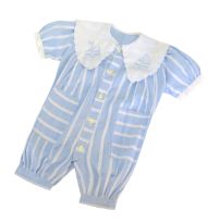 Enteritos Babucha rayada con cuello baby bordada