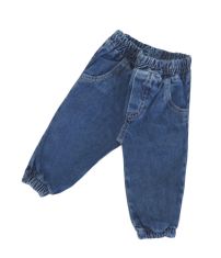 Pantalon Jeans con Cintura y Puño Elastizado