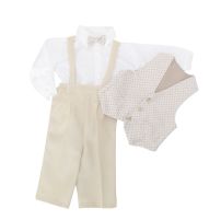 Conjunto Chaleco Brocato, Camisa, Pantalon y moño