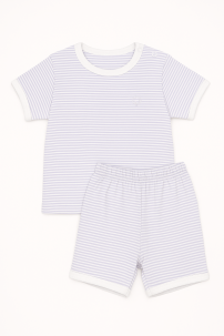 Pijama Verano Remera Manga Corta y Short de Pique Rayado
