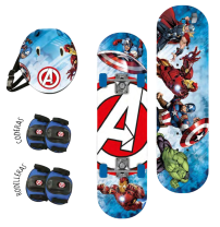 Skate Avengers Marvel Con Kit De Proteccion - Rodilleras, Coderas, Casco Y Bolso Para Transportar