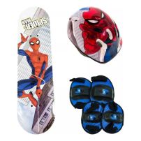 Skate Spiderman Hombre Araña Con Kit De Proteccion - Rodilleras, Coderas, Casco Y Bolso Para Transportar