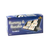 Rummy & Burako Terna Clasico - con 4 Atriles Triples y 106 Fichas en Bajo Relieve Serigrafiadas