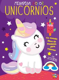 Libro Para Colorear Unicornios - Incluye Stickers - Tapa Blanca