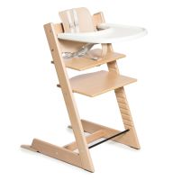Silla Evolution - Silla de Comer de Madera Evolutiva con Bandeja, Respaldo, Set Bebé y Cinturón de 5 Puntos - NATURAL