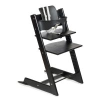 Silla Evolution - Silla de Comer de Madera Evolutiva con Bandeja, Respaldo, Set Bebé y Cinturón de 5 Puntos - NEGRA