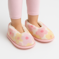Pantuflas de Polar Con Flores Con Corderito Adentro