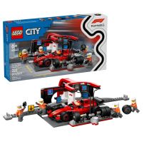 Parada En Pits De F1 Y Equipo De Meacnicos Con Auto Ferrari - F1 Pit Stop & Pit Crew With Ferrari Car - Lego City - 322 Piezas