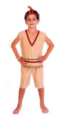 Disfraz Patrio Indio Con Vincha De Plumas