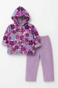 Conjunto Plush Campera Floreada y Pantalon Sin Pie