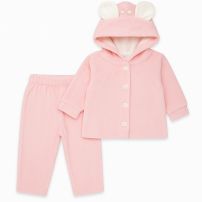 Conjunto Plush Campera Bordada Con Raton y Pantalon Sin Pie