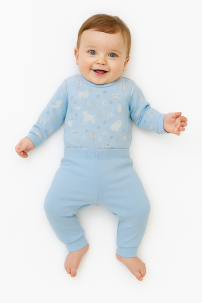 Conjunto Algodon Medio Osito Sin Pie Body M/L Estampada Osos