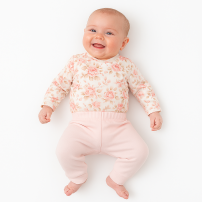 Conjunto Algodon Medio Osito Sin Pie Body M/L Estampada Flores